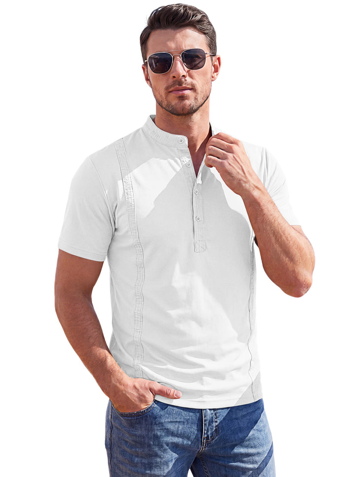 Men’s Stand-Collar Short-Sleeve Henley