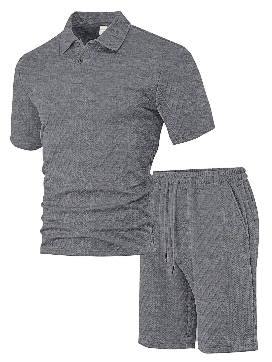 Men’s Textured Polo &amp; Shorts Set