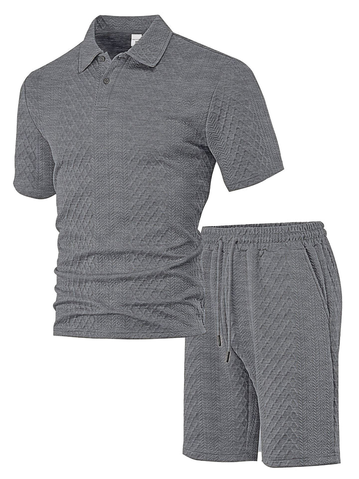Men’s Textured Polo &amp; Shorts Set