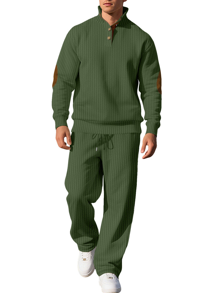 Men’s Ribbed Henley Pullover &amp; Jogger Set