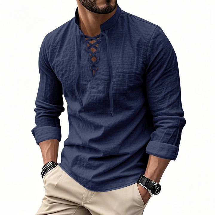 THE ROGUE LACE-UP LINEN SHIRT