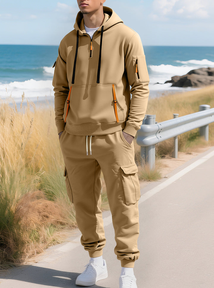 Men’s Fleece-Lined Utility Hoodie &amp; Cargo Jogger Set
