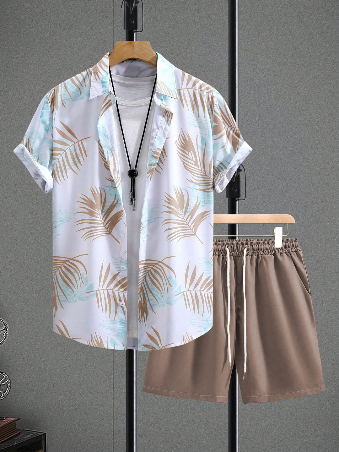 Men’s Tropical Print Shirt &amp; Shorts Set