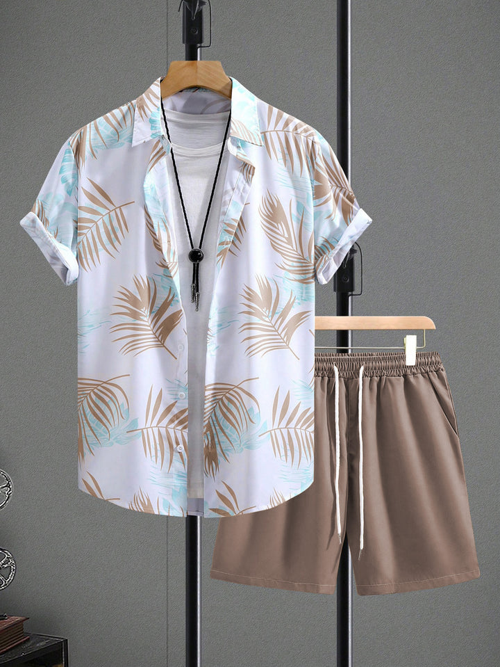 Men’s Tropical Print Shirt &amp; Shorts Set