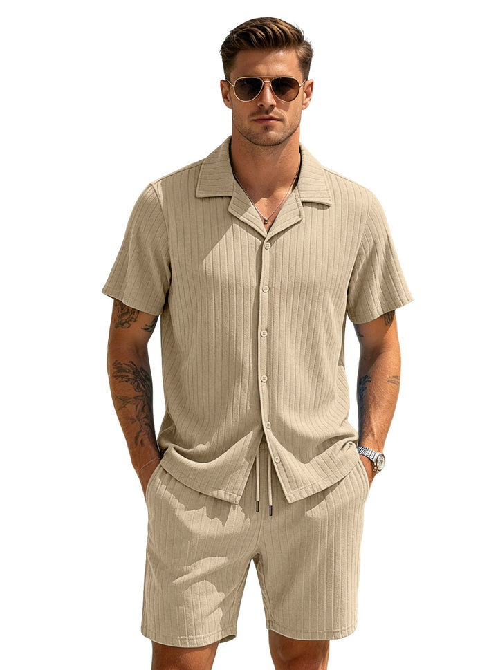 Men’s Textured Resort Shirt &amp; Shorts Set