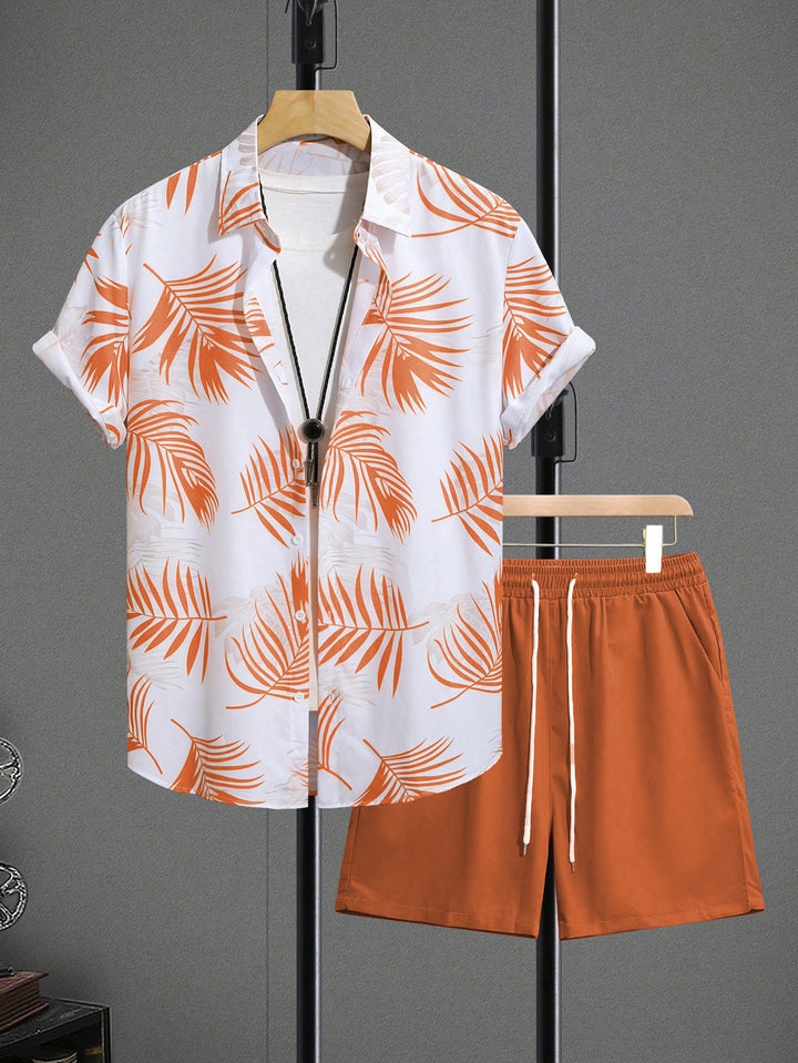 Men’s Tropical Print Shirt &amp; Shorts Set