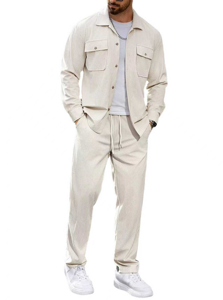 Men’s Textured Utility Shirt &amp; Drawstring Pants Set