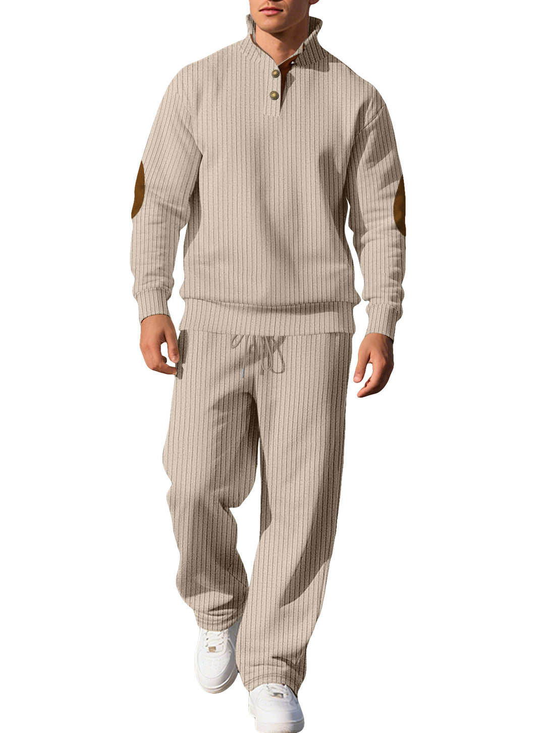 Men’s Ribbed Henley Pullover &amp; Jogger Set