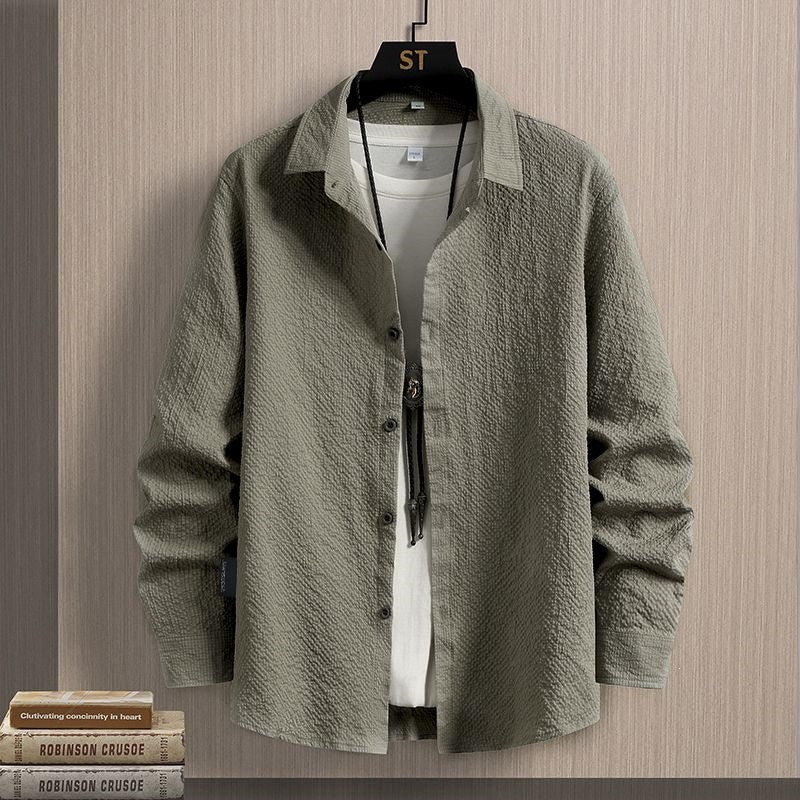 Men’s Textured Seersucker Button-Up Shirt