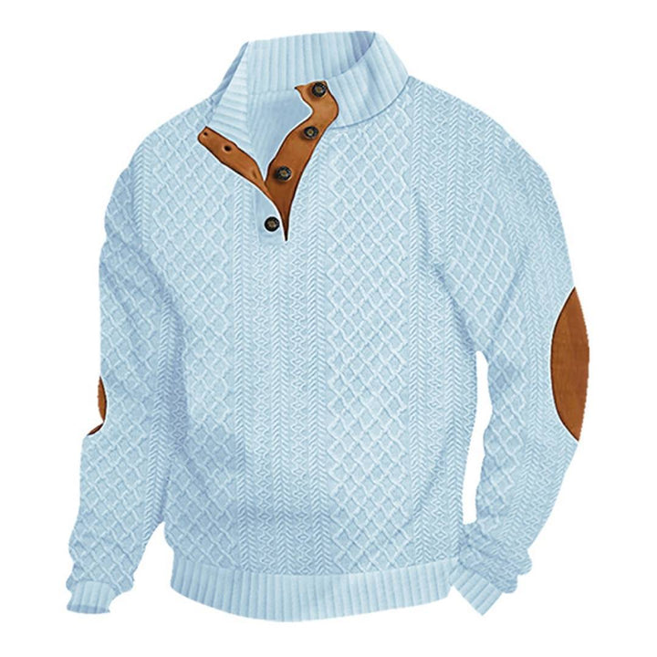 Men’s Cable-Knit Button Mock Neck Sweater