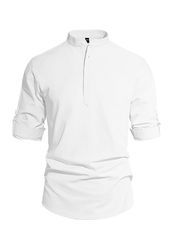 Men’s Casual Linen Henley Shirt