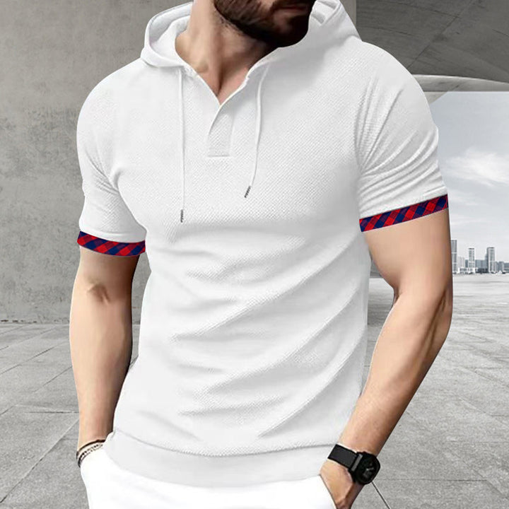 Men’s Textured Hooded Polo Shirt