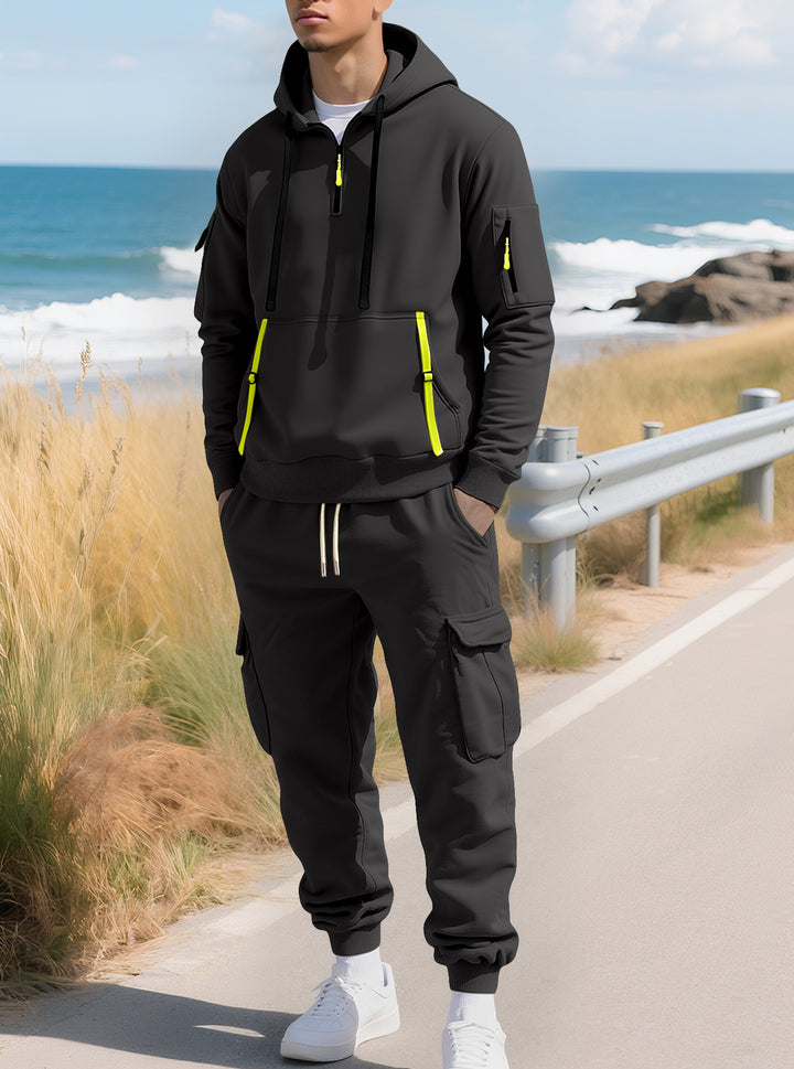 Men’s Fleece-Lined Utility Hoodie &amp; Cargo Jogger Set