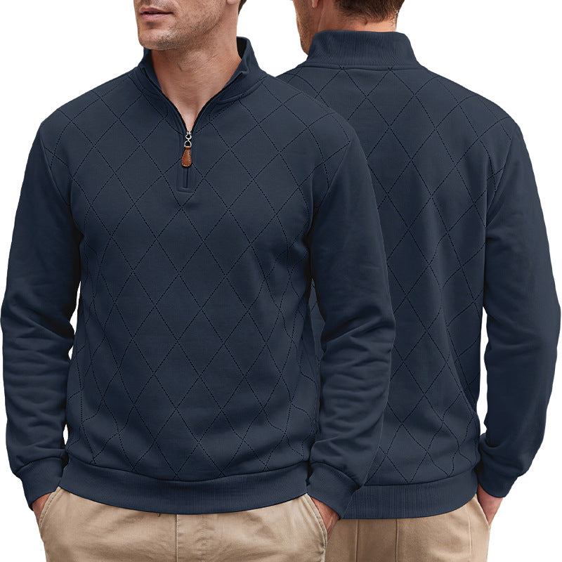 MEN’S ARGYLE QUARTER-ZIP PULLOVER