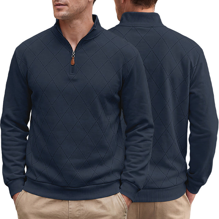 MEN’S ARGYLE QUARTER-ZIP PULLOVER