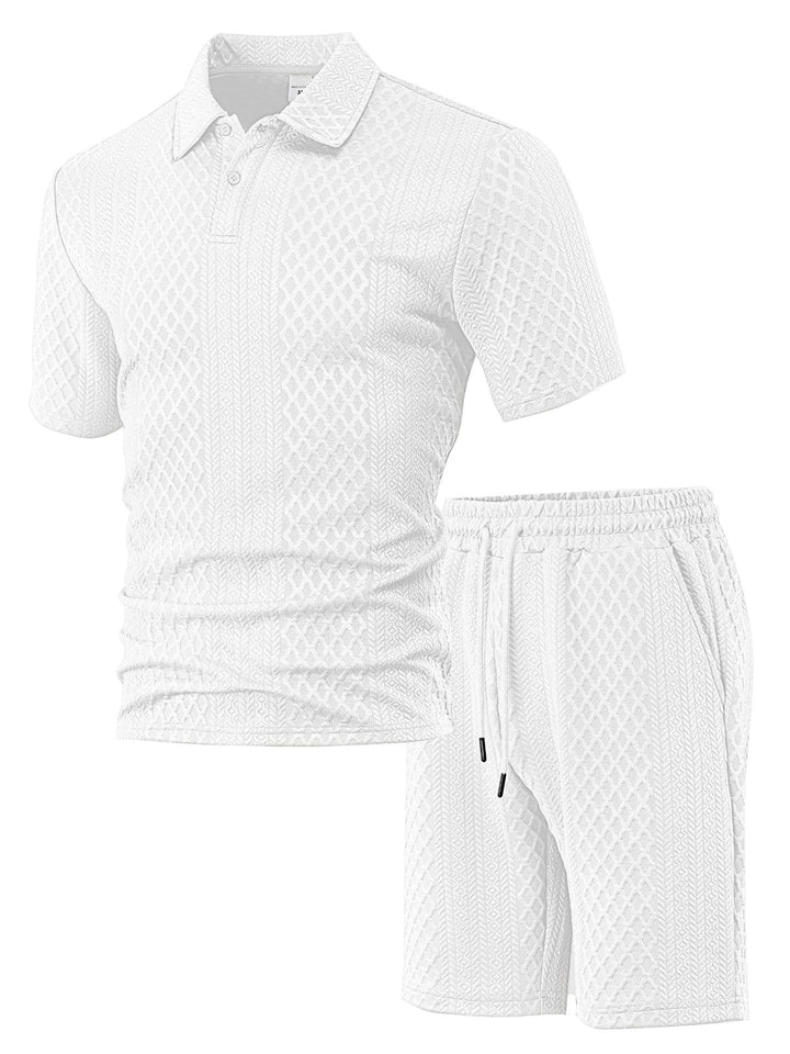 Men’s Textured Polo &amp; Shorts Set