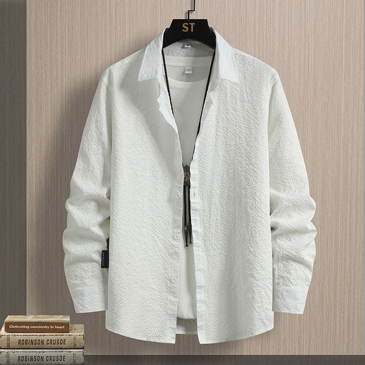 Men’s Textured Seersucker Button-Up Shirt
