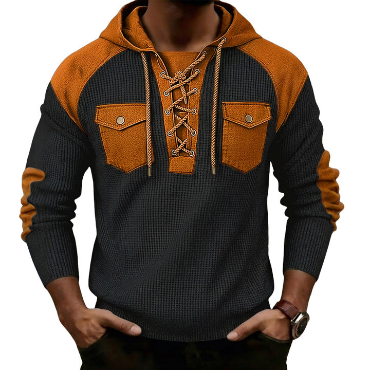 Men’s Rugged Lace-Up Colorblock Hoodie