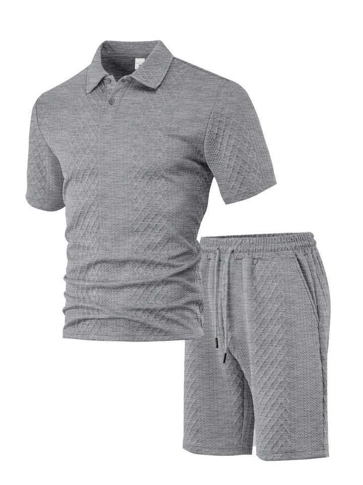 Men’s Textured Polo &amp; Shorts Set