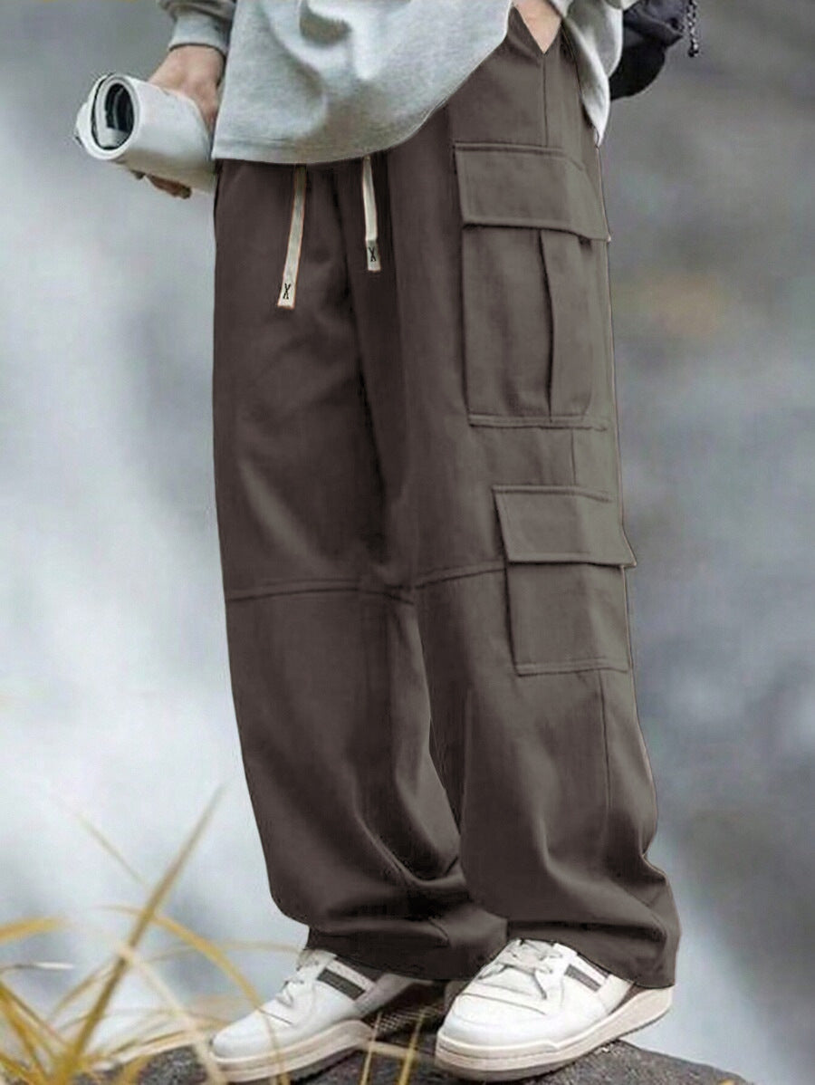 Men’s Utility Multi-Pocket Wide-Leg Cargo Pants