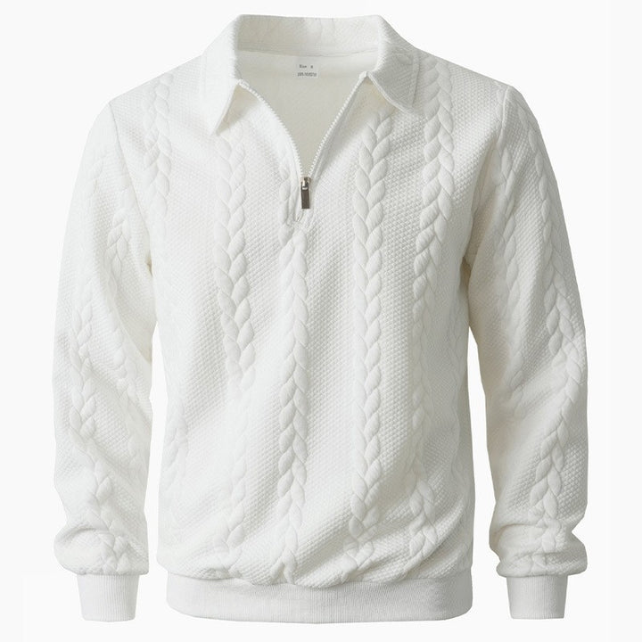 CABLE-KNIT HALF-ZIP SWEATER