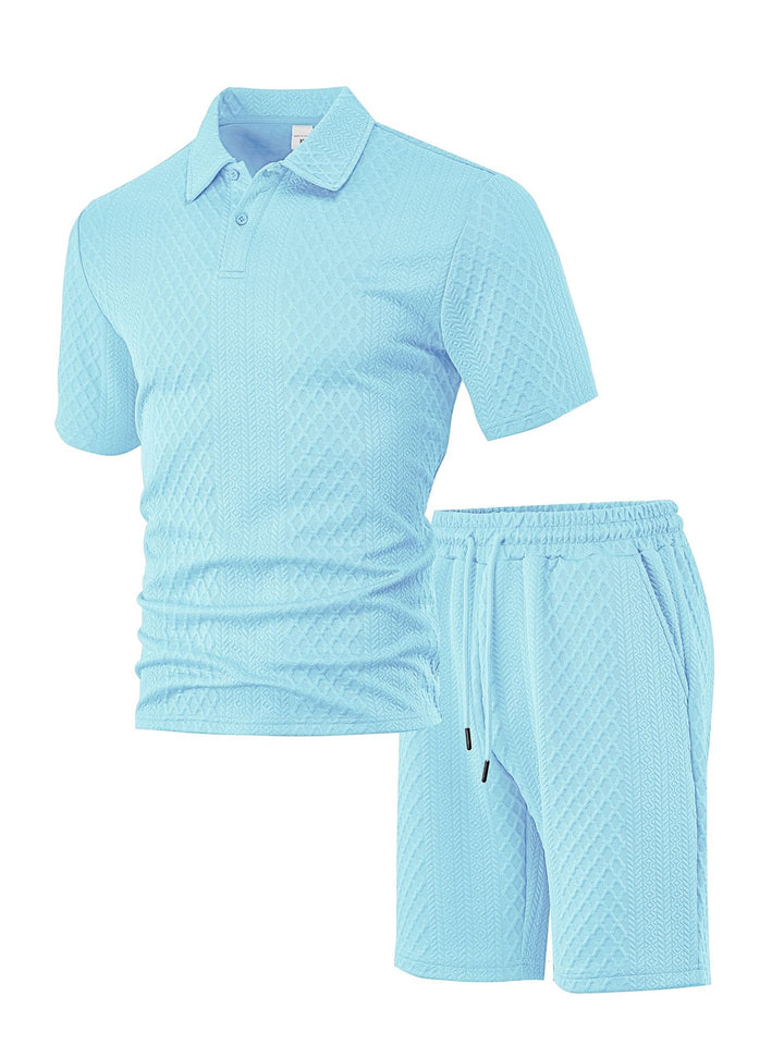 Men’s Textured Polo &amp; Shorts Set