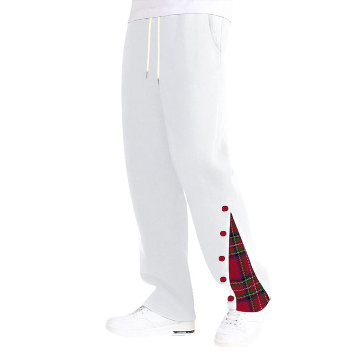 Men’s Plaid-Insert Snap-Hem Track Pants