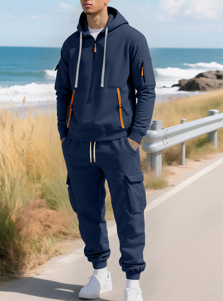 Men’s Fleece-Lined Utility Hoodie &amp; Cargo Jogger Set