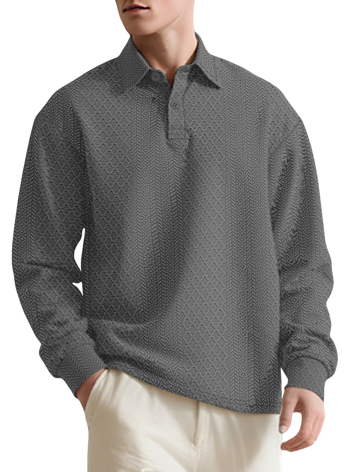 Men’s Textured Jacquard Long-Sleeve Polo