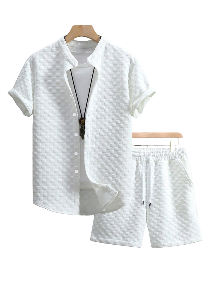 Men’s Textured Short-Sleeve Shirt &amp; Shorts Set