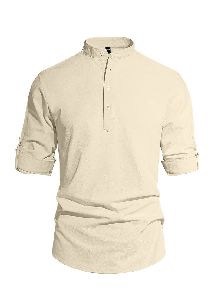 Men’s Casual Linen Henley Shirt