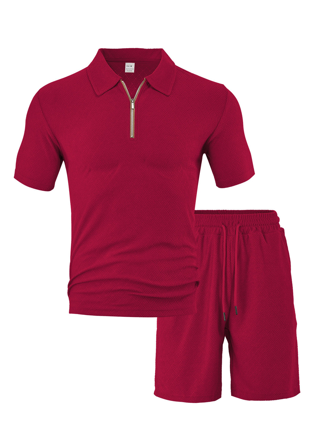 Men’s Textured Zip Polo Short Set