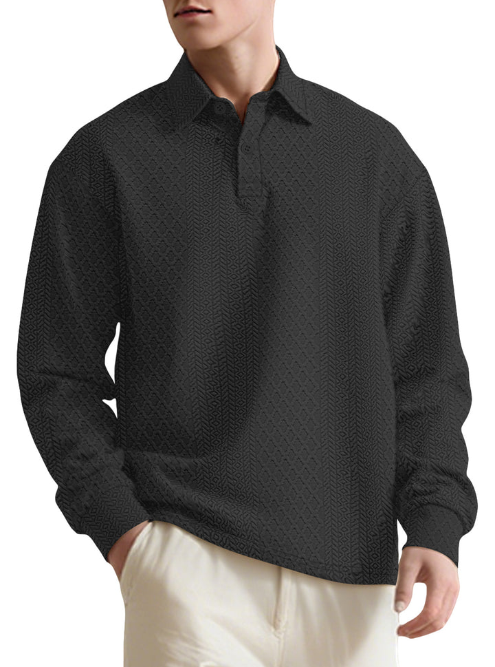 Men’s Textured Jacquard Long-Sleeve Polo