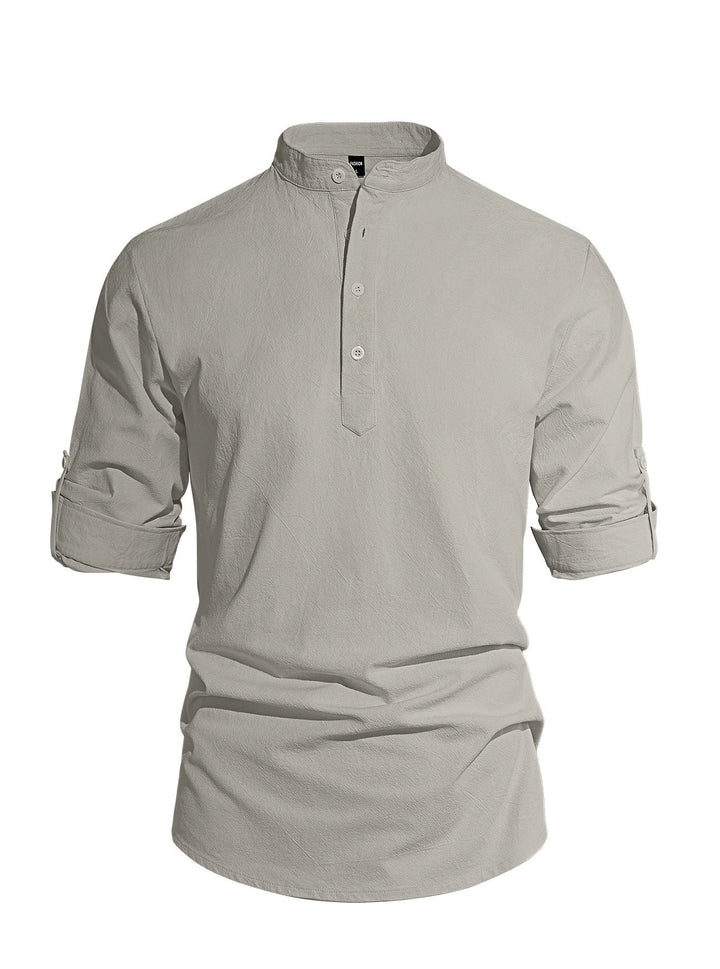 Men’s Casual Linen Henley Shirt