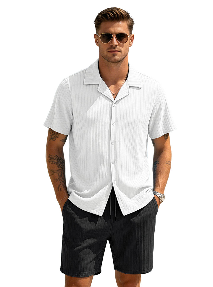 Men’s Textured Resort Shirt &amp; Shorts Set