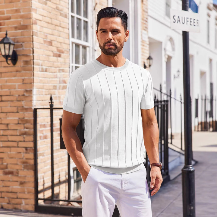 Casual Crewneck Ribbed Pullover Tees