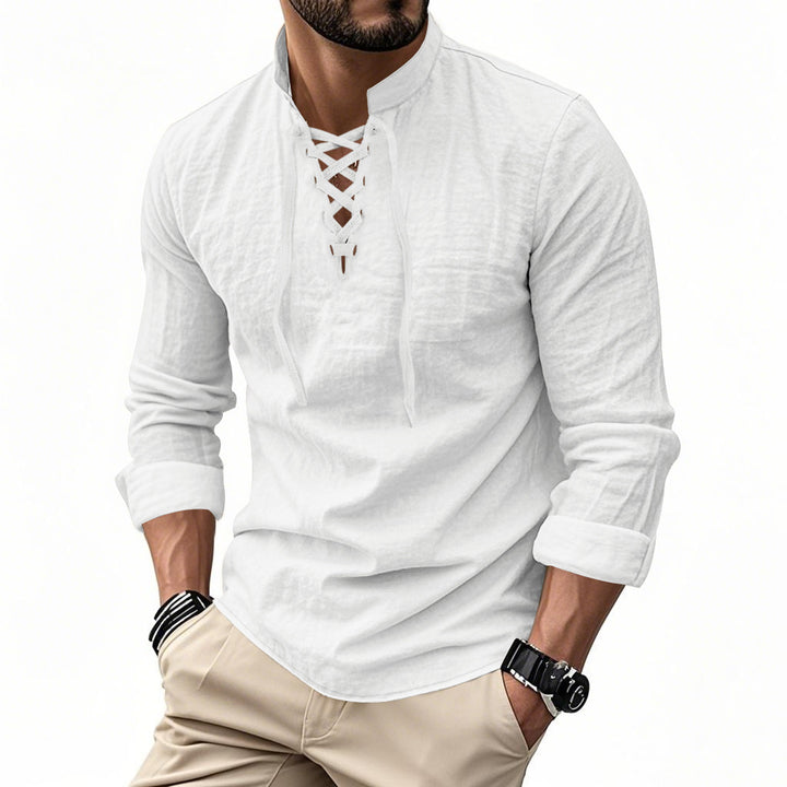THE ROGUE LACE-UP LINEN SHIRT
