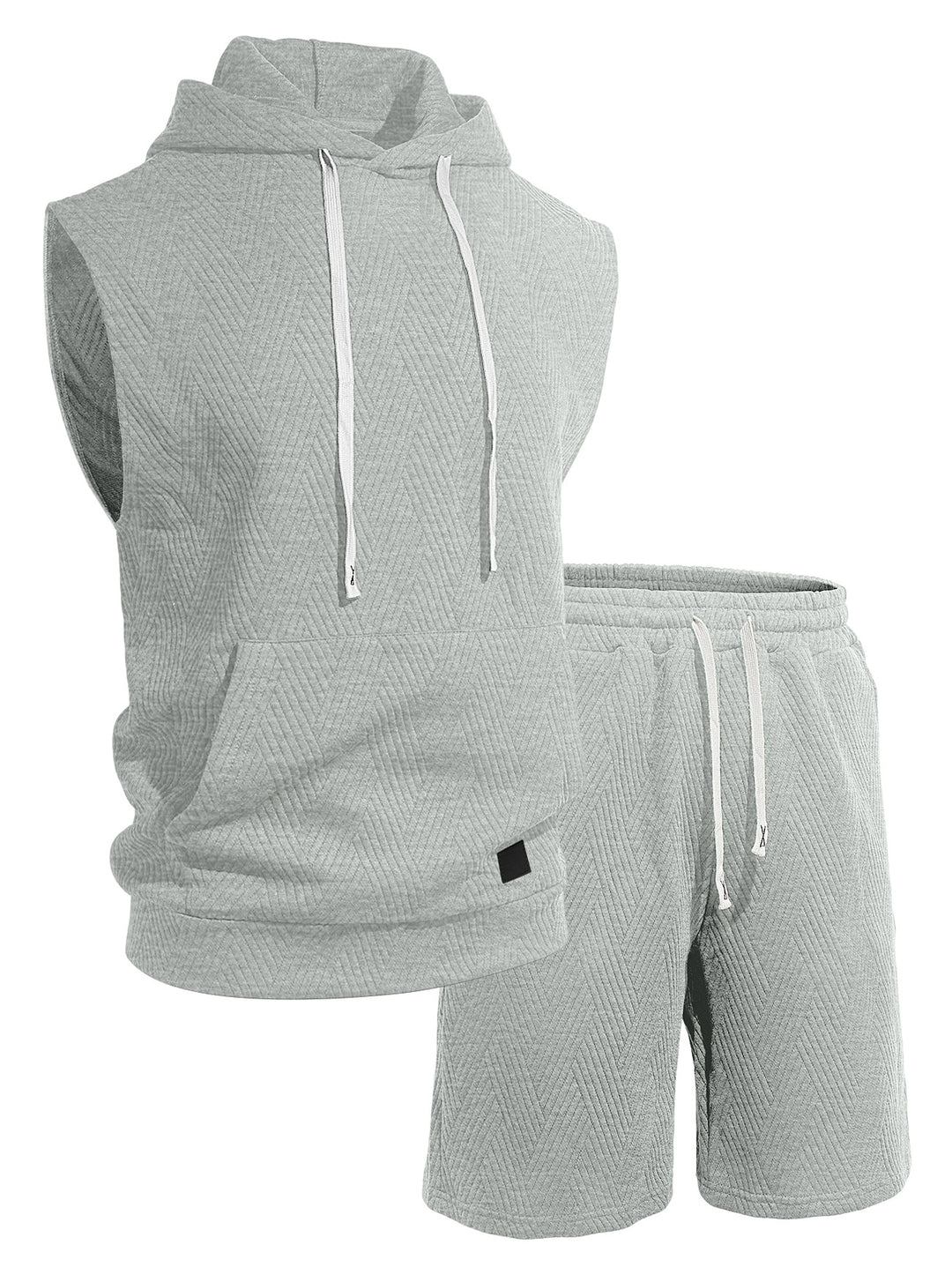 Men’s Textured Sleeveless Hoodie &amp; Shorts Set