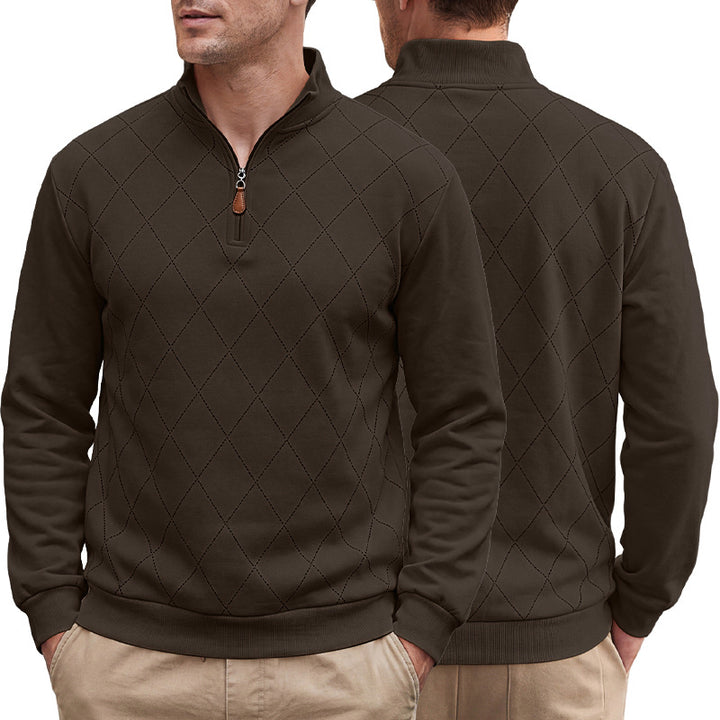 MEN’S ARGYLE QUARTER-ZIP PULLOVER