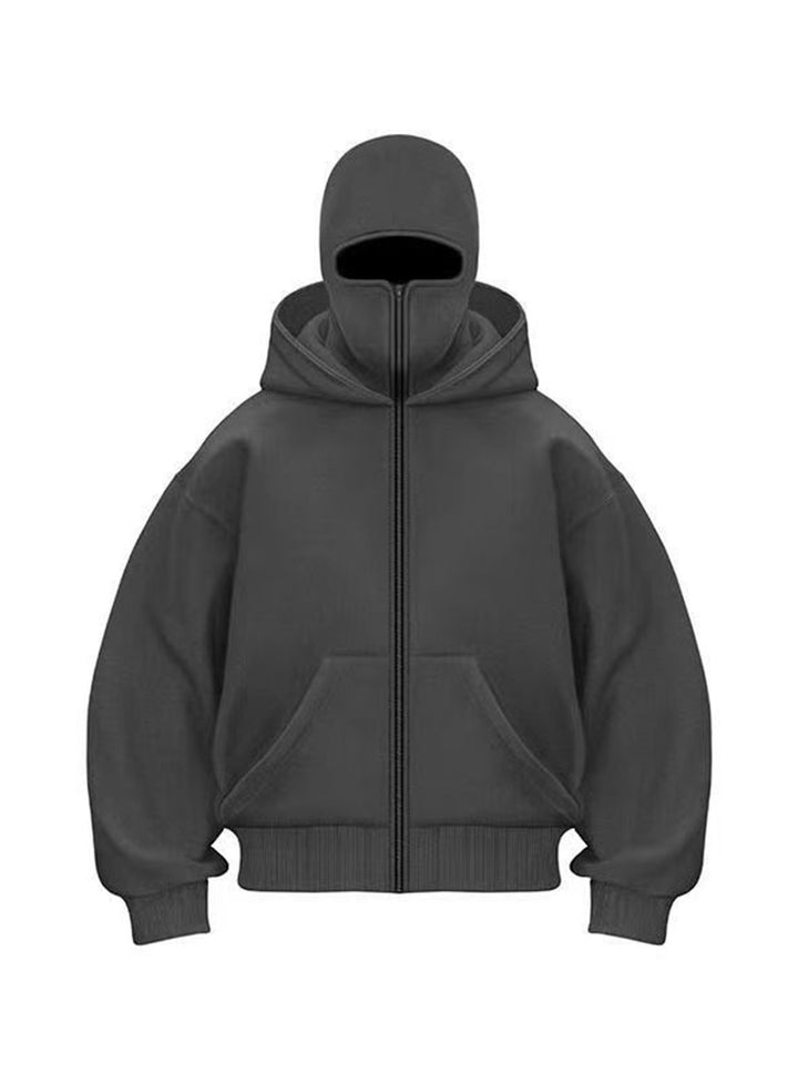 Full-Zip Double-Layer Streetwear Hoodie