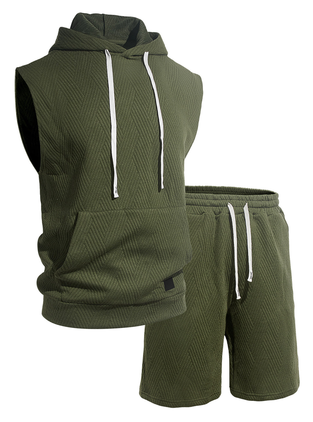 Men’s Textured Sleeveless Hoodie &amp; Shorts Set