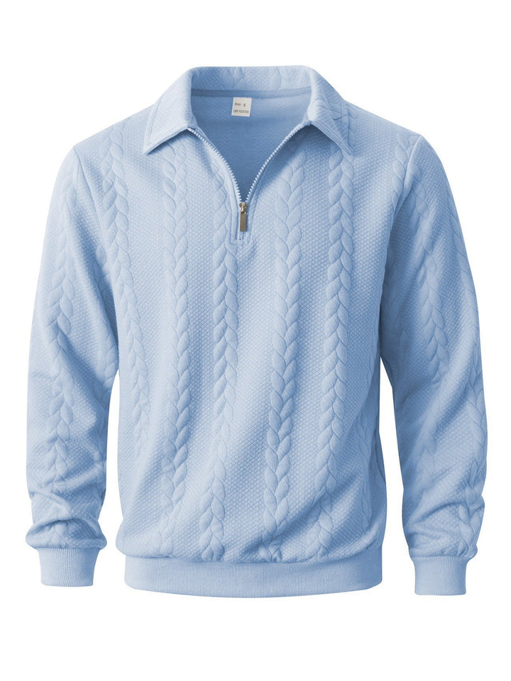 CABLE-KNIT HALF-ZIP SWEATER