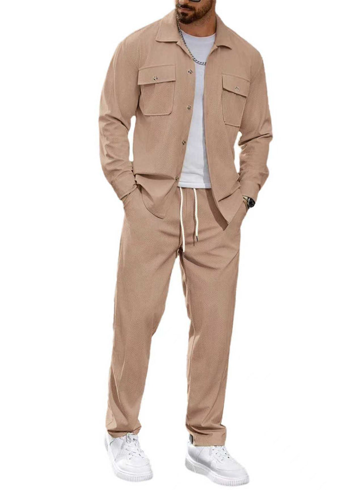 Men’s Textured Utility Shirt &amp; Drawstring Pants Set