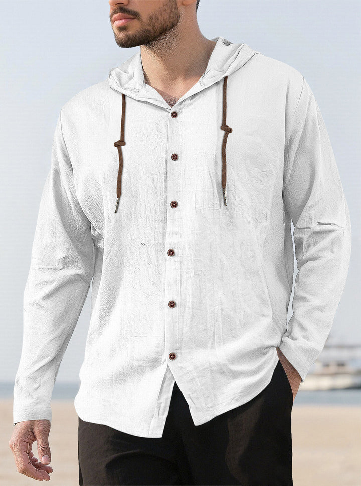 Men’s Lightweight Linen-Blend Hooded Shirt