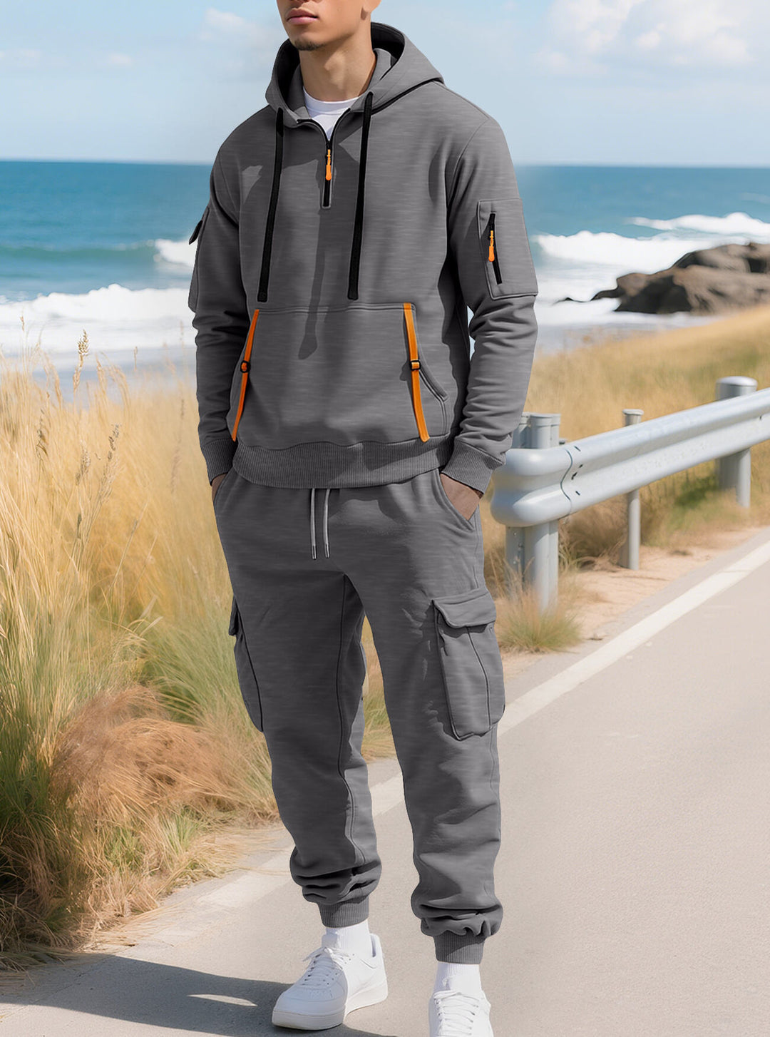 Men’s Fleece-Lined Utility Hoodie &amp; Cargo Jogger Set