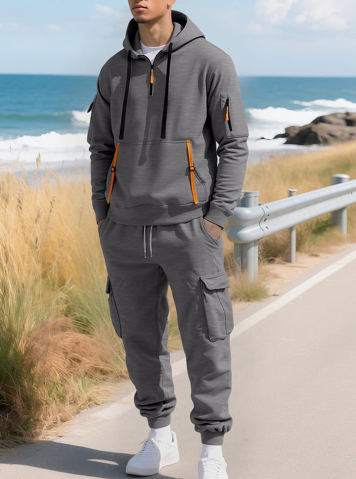 Men’s Fleece-Lined Utility Hoodie &amp; Cargo Jogger Set