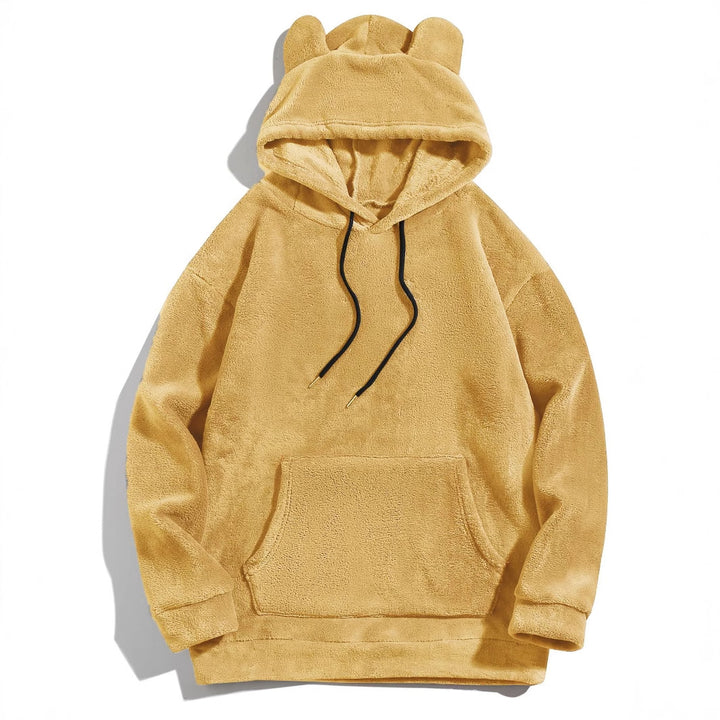 Men’s Cozy Bear-Ear Fleece Pullover Hoodie