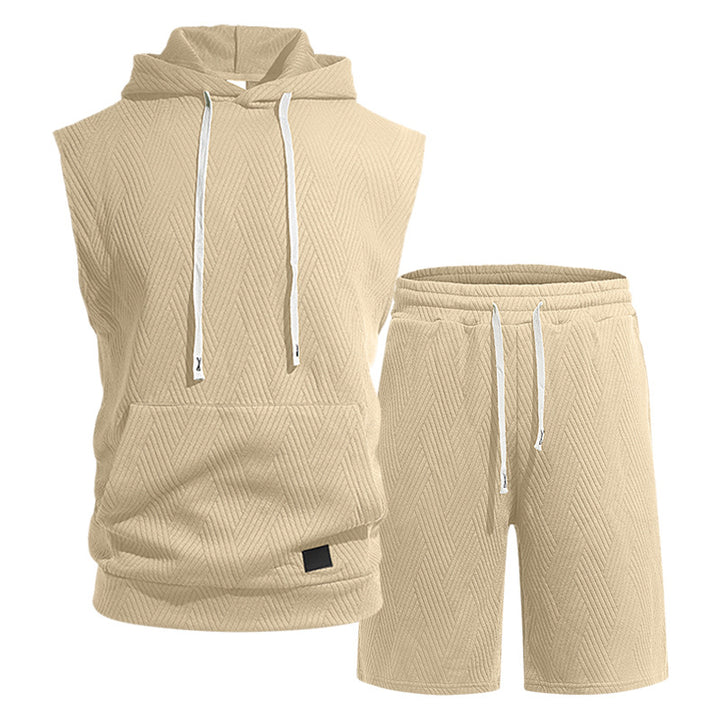 Men’s Textured Sleeveless Hoodie &amp; Shorts Set