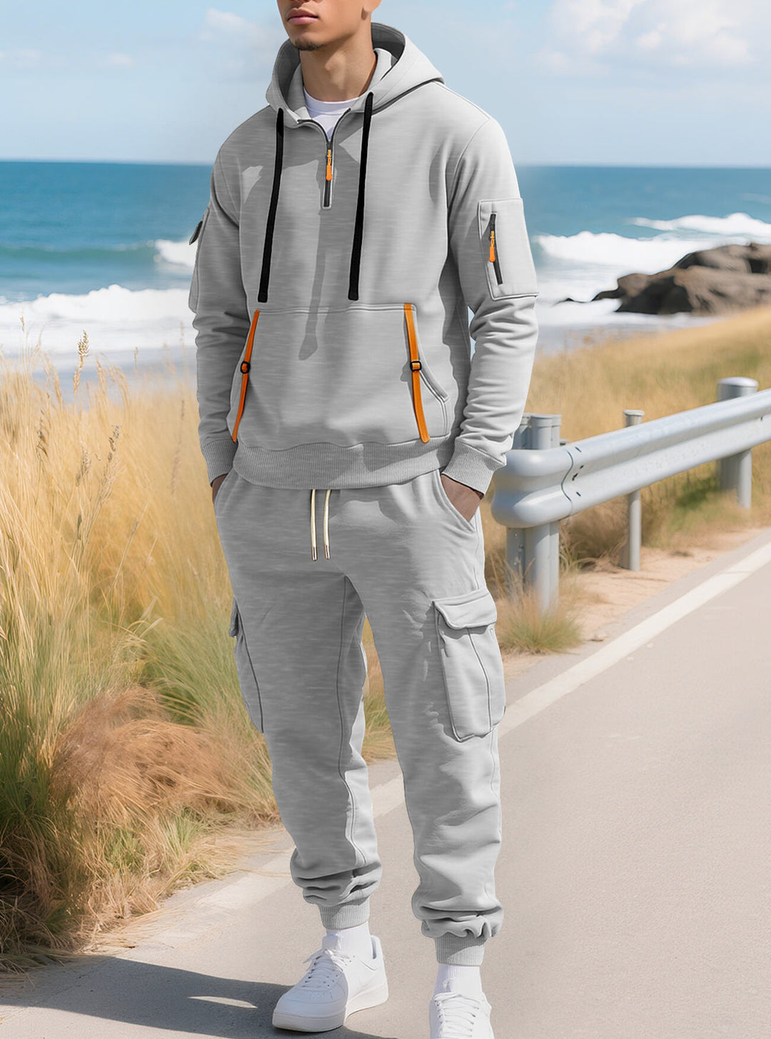 Men’s Fleece-Lined Utility Hoodie &amp; Cargo Jogger Set