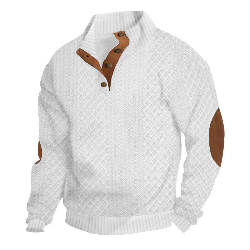 Men’s Cable-Knit Button Mock Neck Sweater